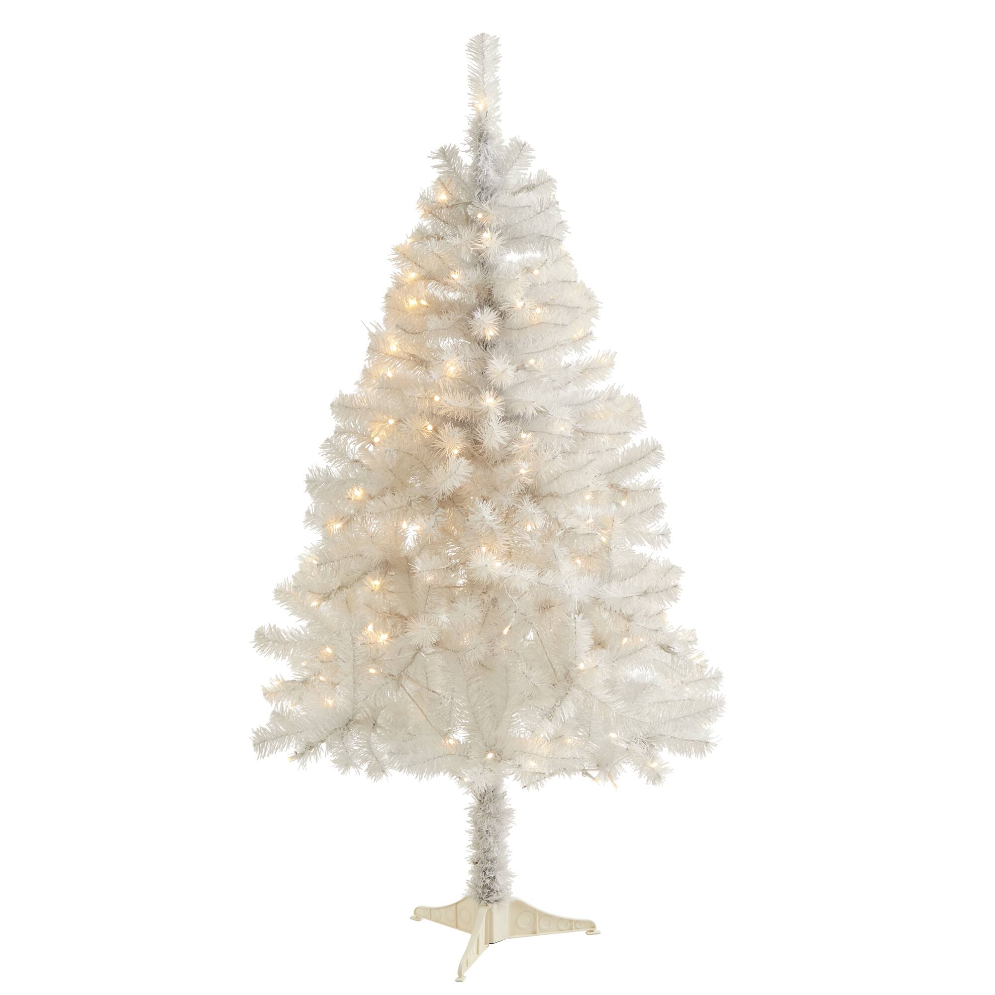 5ft. Pre-Lit White Artificial Christmas Tree, Clear LED Lights